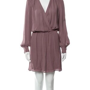 Women's silk Mauve Long-Sleeve Wrap Dress